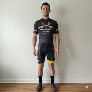 Capo Helen's Cycles Jersey Men Large Black Yellow Cannondale Shimano Racing